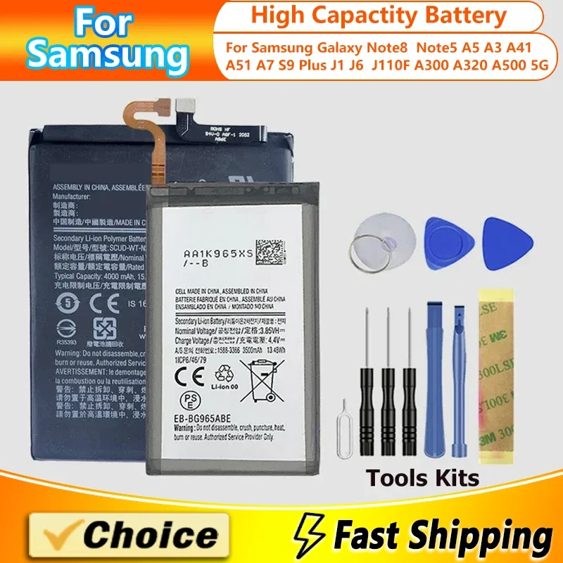 EB-BN950ABE / EB-BA320ABE Battery,For Samsung Galaxy Note8 Note5 A5 A3 A41 A51 A7 S9 Plus J1 J6  J110F A300 A320 A500 5G+Tool