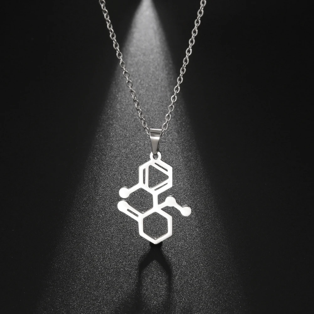 Dreamtimes Dopamine Molecule Necklaces Fashion Stainless Steel Necklace For Women Men Chemical Formula Pendant Graduation Gifts