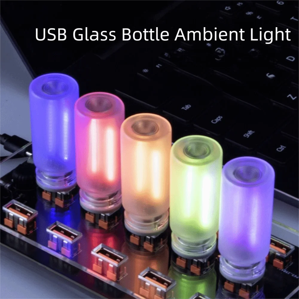 

Frosted Glass USB Night Light Dimmable DC5V LED Filament Light Bulb Decorative Lighting RGB Color Colorful Mood Nightlight
