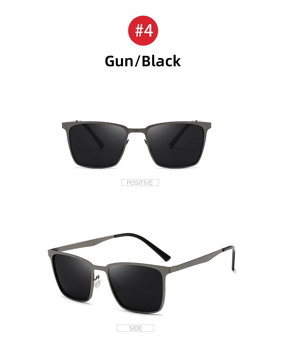 VIVIBEE Klassische Rechteck Polarisierte Sonnenbrille Männer Mattschwarz UV400 Fashion Square Sonnenbrille Federscharnier Driving Shades – Detail 13