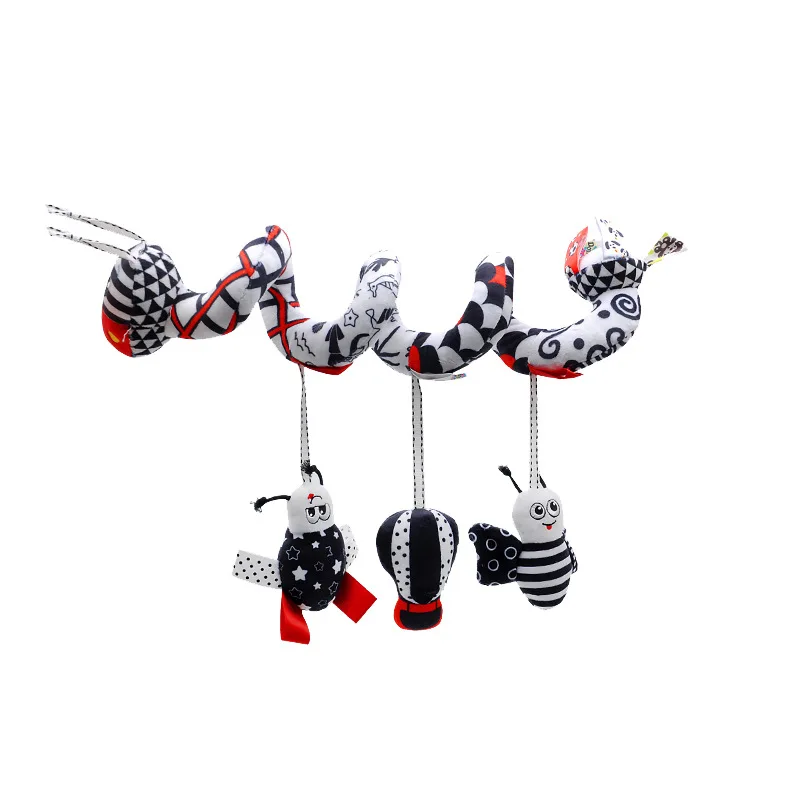 Bed hanging toys 1pc newborn wind chimes black and white baby crib stroller plush with BB pendant car hanging