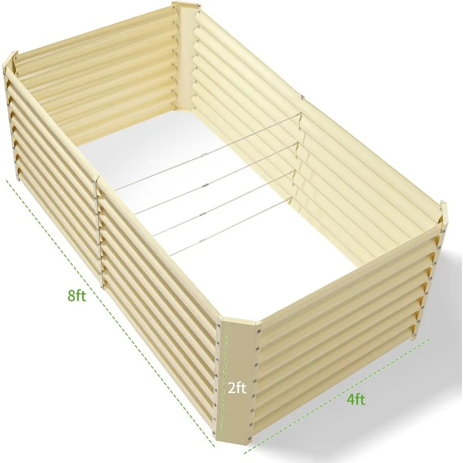 8 × 4 × 2ft المجلفن أثار سرير الحديقة صناديق زراعة في الهواء الطلق أثار حديقة سرير في الهواء الطلق للخضروات الزهور الأعشاب 479 جالون