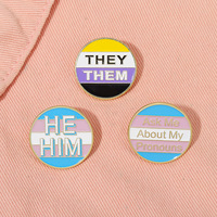 LGBT Enamel Pins Badge Ask Me about My Pronouns HE HIM THEY THEM Brooch Lapel Pin Bag Hat Jewelry Friends Lovers Gift Wholesale