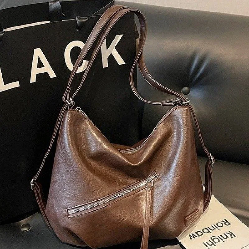 

Trendy New Large Capacity Simple Design Handbag PU Material Single-Shoulder Crossbody Backpack Multi-functional Backpack