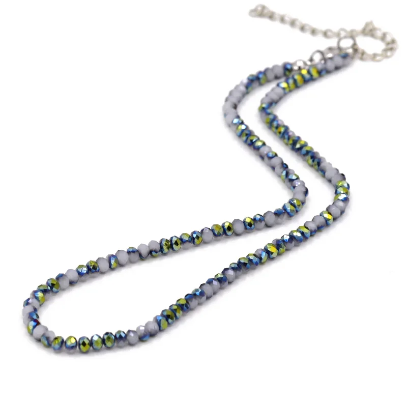 Trendige Kristallglas-Perlenkette für Damen Koreanische Mode Halskette Farbenfrohe Regenbogen-Glitzer-Choker Schmuck – Detail 6