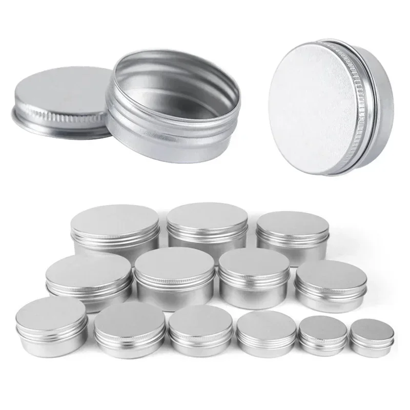 50/100pcs 20g 30g 50g 60g 80g 100g  Aluminum Candle Jars Metal Tin Cans Lip Balm Containers Makeup Organizer Travel Accessories