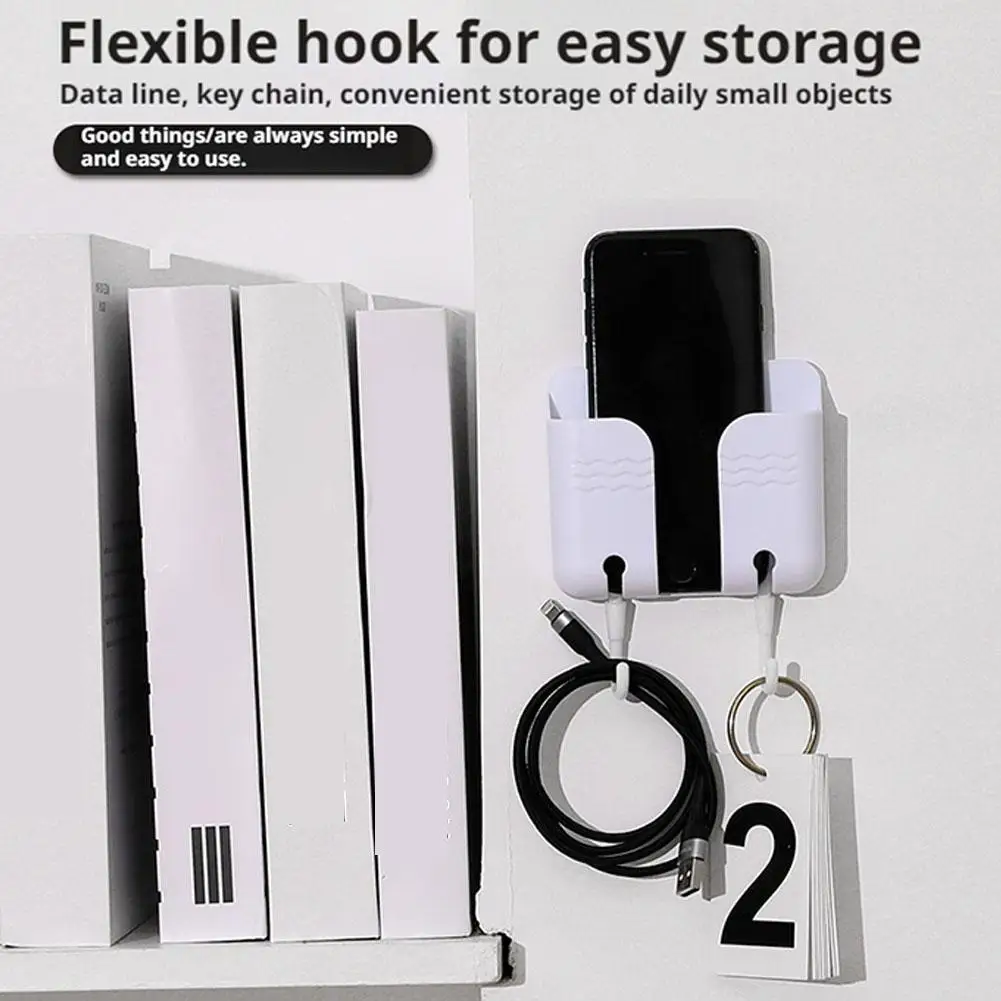 

Multifunction Punch Free Wall Mounted Storage Box Organizer Mobile Phone Plug Charging Holder Adhesive Mounted No-punch Holder