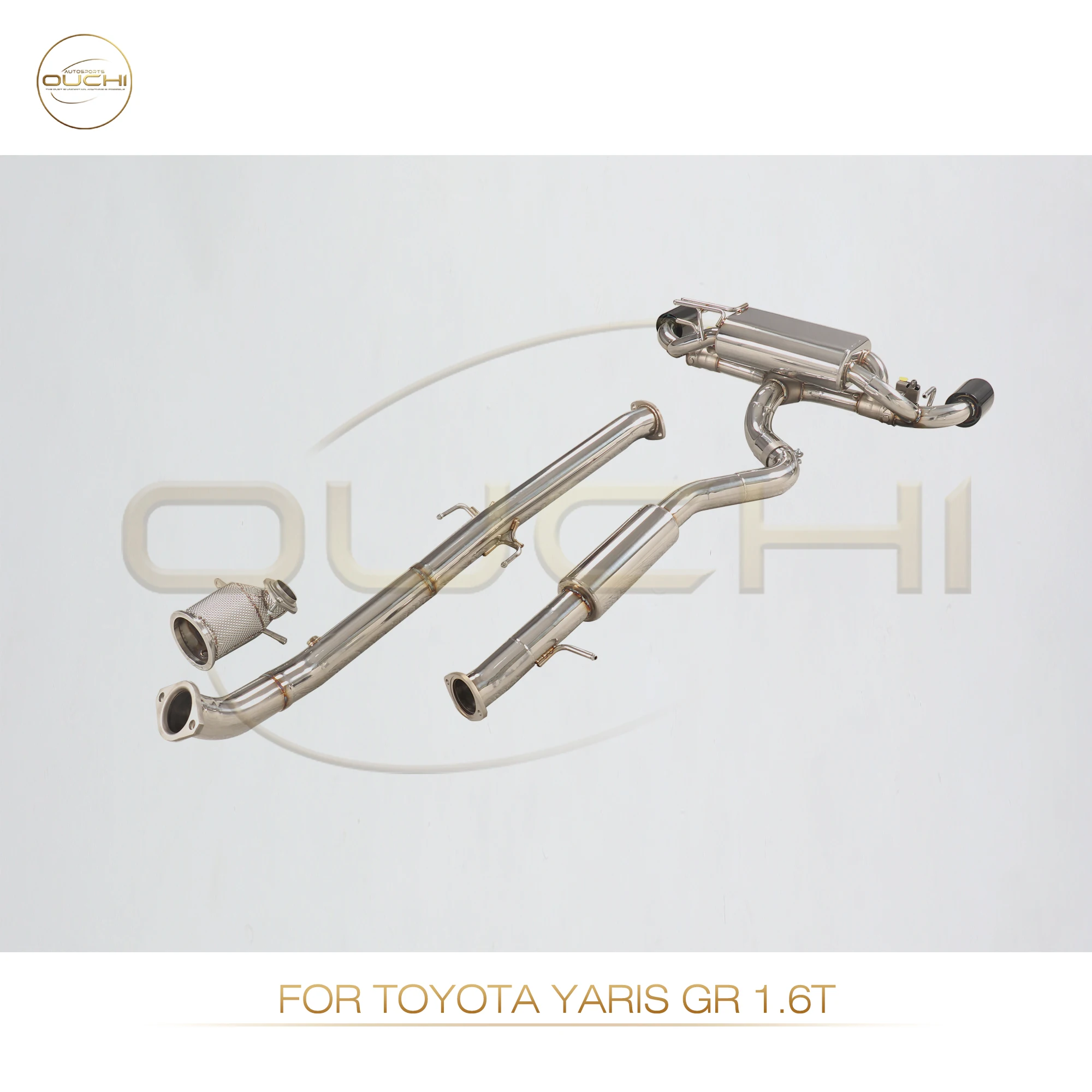 نظام عادم كامل من الفولاذ المقاوم للصدأ من OUCHI لسيارة Toyota Yaris GR 1.6T مع صمامات كاتم الصوت ونظام عادم الأنابيب الأوتوماتيكية