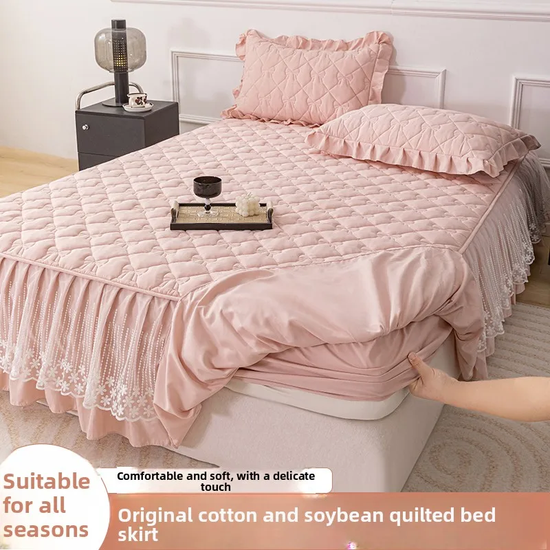 2026-new-original-cotton-bed-skirt-style-bed-cover-three-piece-set-lace-conceal-bottom-sheet-cover-quilt-four-piece-set
