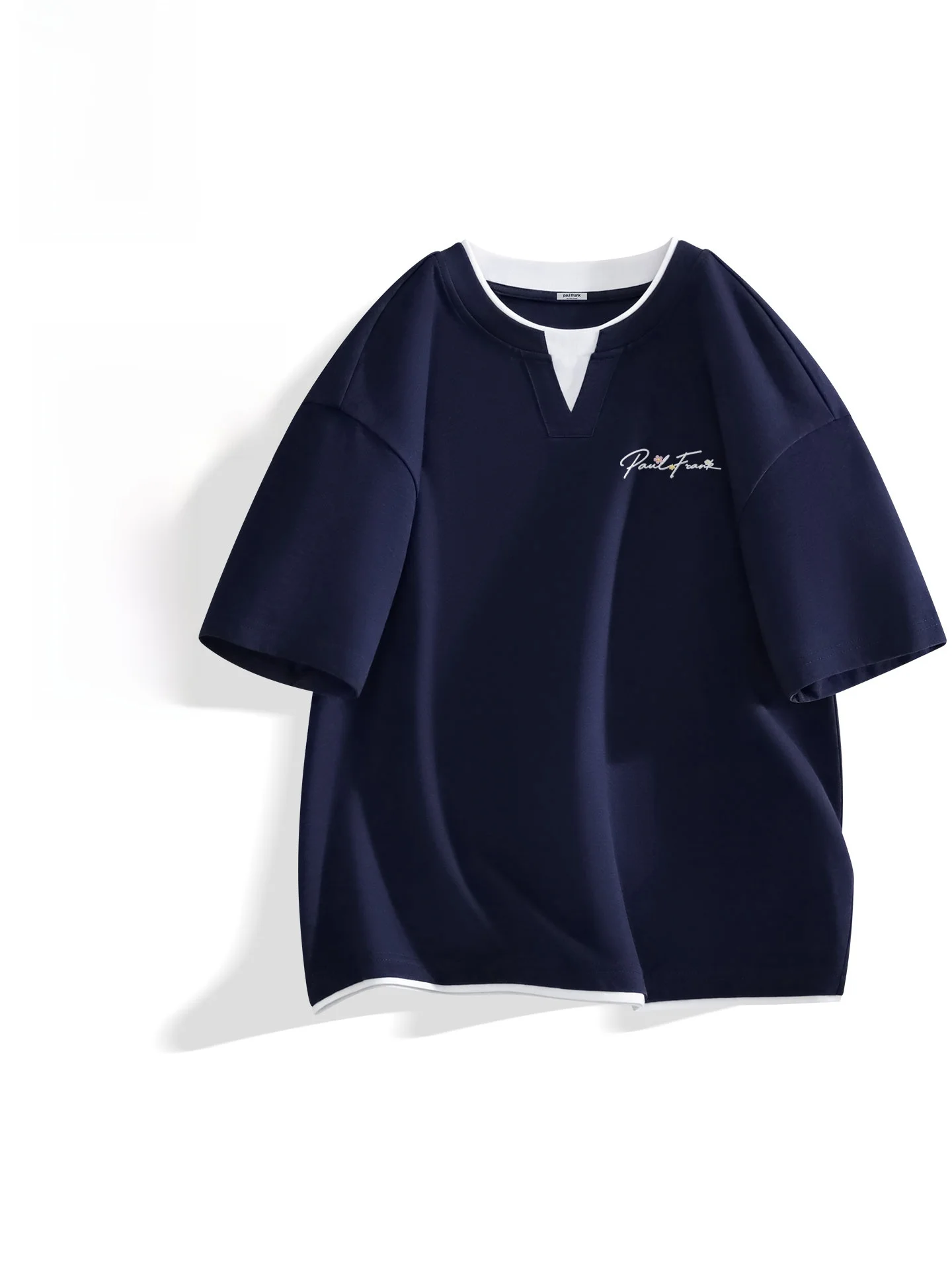 

Мужская летняя футболка свободного кроя с V-образным вырезом и коротким рукавом, дышащая, из чистого хлопка, повседневная, модная, стильная, трендовый дизайн