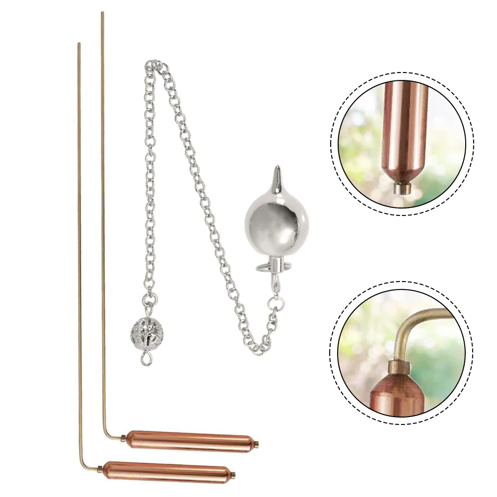 Copper Divining Rods Metal Detector Dowsing Rods For Water Gold Treasure Hunting Geobiology Prospecting Tools With Pendulum view 6