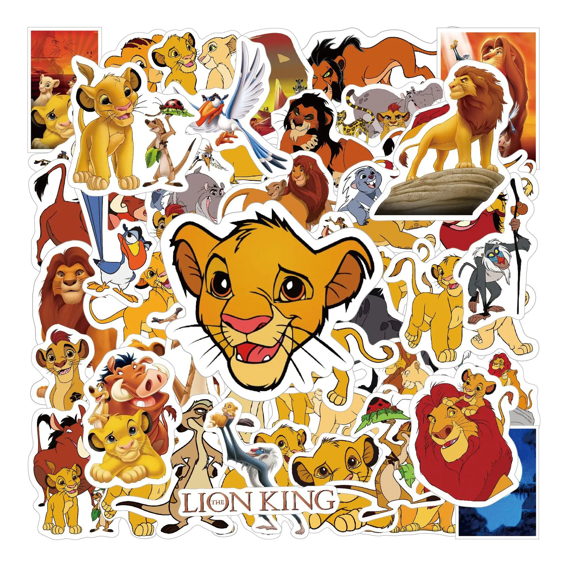 50 шт., наклейки с героями мультфильмов «Король Лев Диснея», водостойкие граффити, телефон, ноутбук, чемодан, гитара, наклейка для ноутбука, детские игрушки