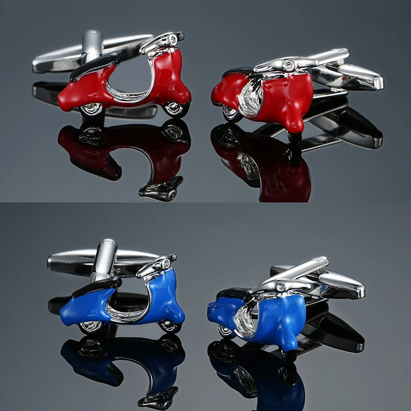 High quality men's French shirt cufflinks metal Fashionable 3D Red Blue Motorcycle cuffs button business suit accessorie jewelry