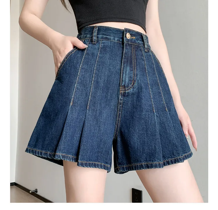 

Large Size Denim Shorts Women Summer Thin Section Wide Leg Wide Loose Tight High Waist Skinny Student Women's Soft