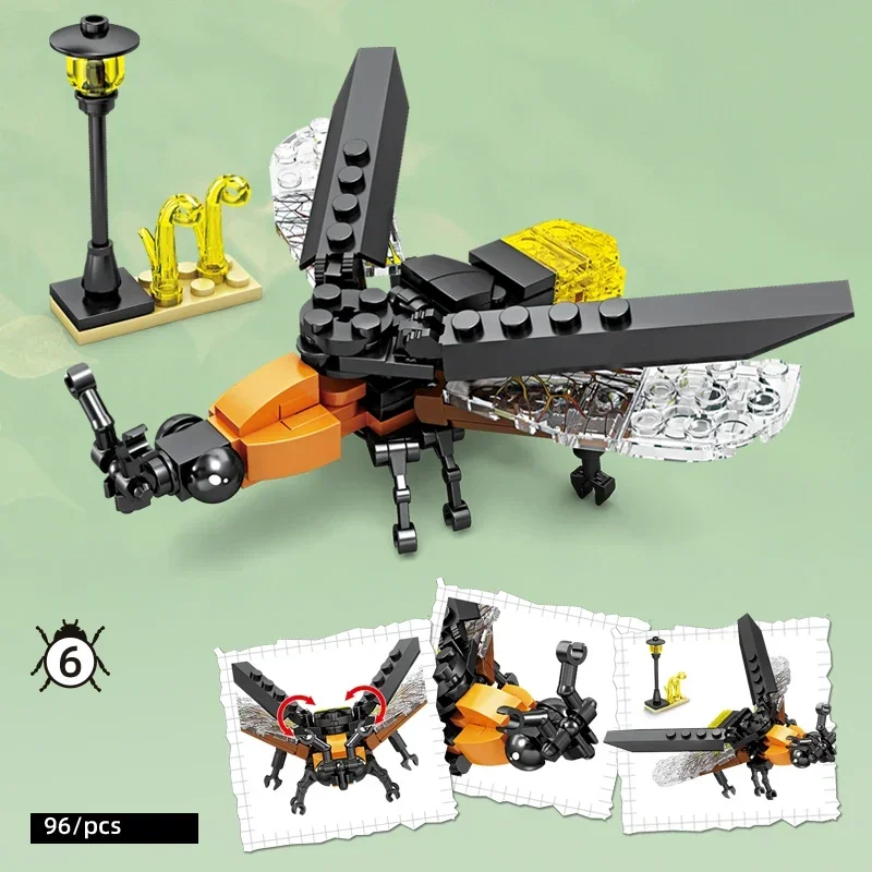 Insect Story Series Building Blocks Bee Dragonfly Ladybug Snail Mini Model Bricks Desktop Display Decor Holiday Gifts For Adults