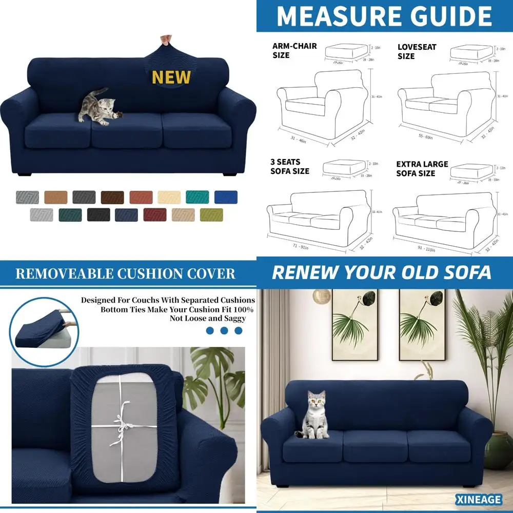 

Суперэластичный толстый чехол для дивана на 3 подушки - мягкий противоскользящий чехол для защиты собак и кошек в 2025 году, новый дизайн