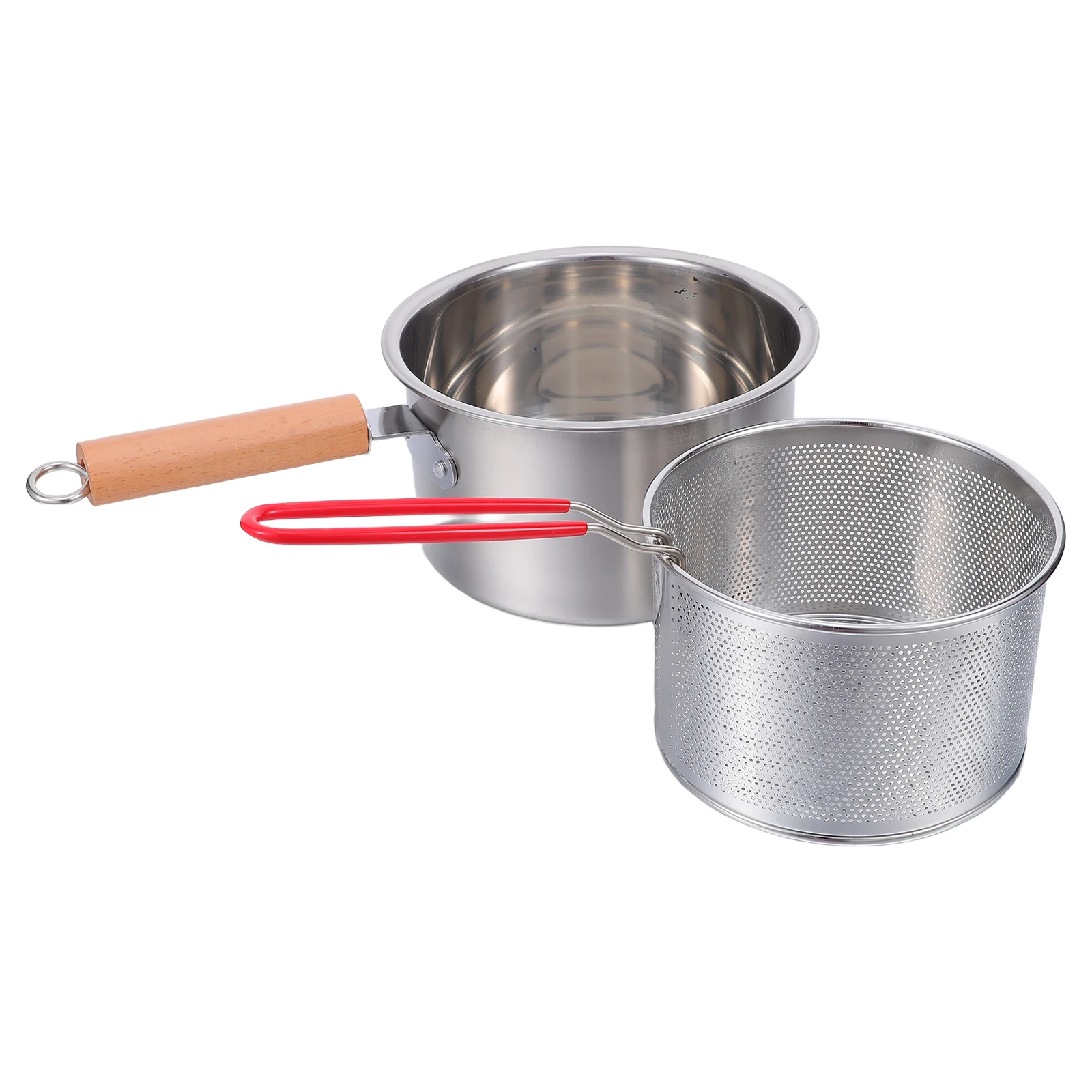 

1 Set Oil Fryer Pot Small Frying Pot Strainer Stainless Steel Fry Basket Handle Fast Heating Deep Fry Pan Kitchen Use 7.86 Inch