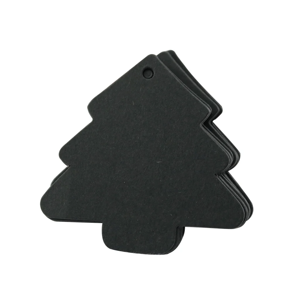 

50 Pcs Christmas Kraft Tags Tree Paper Decoration Blank Name Stickers Black White