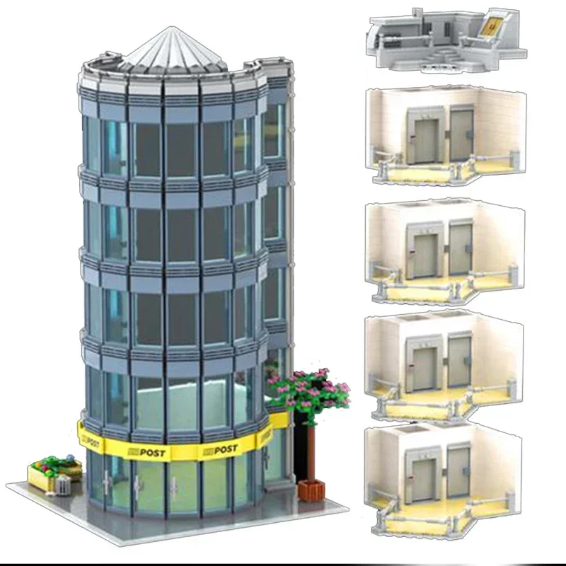Bloques técnicos Moc Street View, modelo de área del centro, rascacielos, bloques de construcción modulares, regalos, juguetes para niños, montaje DIY