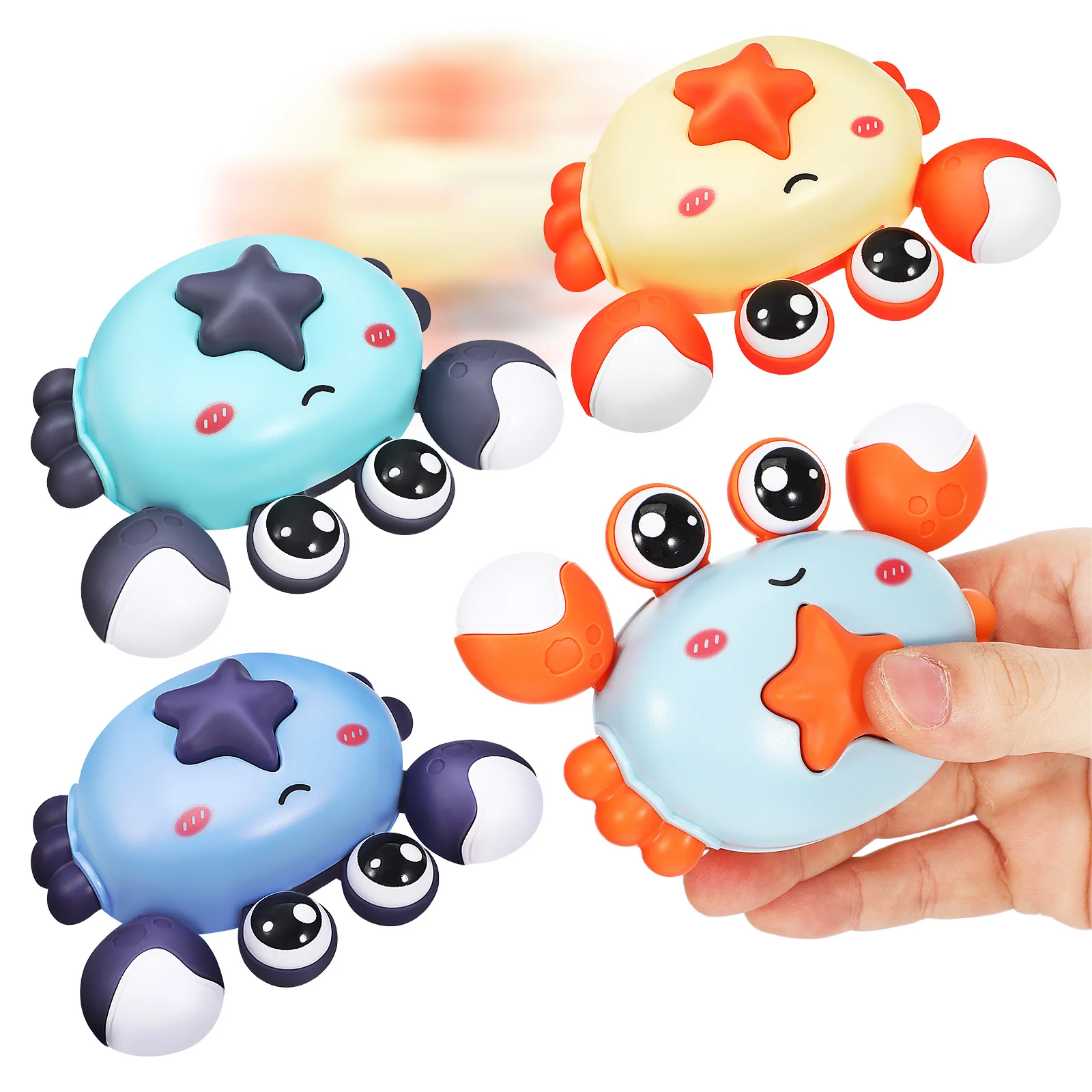 4 Uds. Coches para tirar hacia atrás para niños, cangrejo interactivo para gatear, unidad de inercia para bebé, juego de empuje, premio de actividad educativa