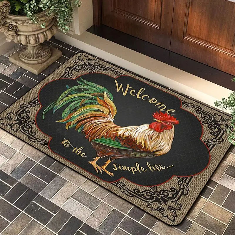 VIKAMA Fall Door Mat Pumpkin Maple Leaf Print Welcome Rug Non Slip For Entryway Front Door Indoor Outdoor Holiday Home Decor