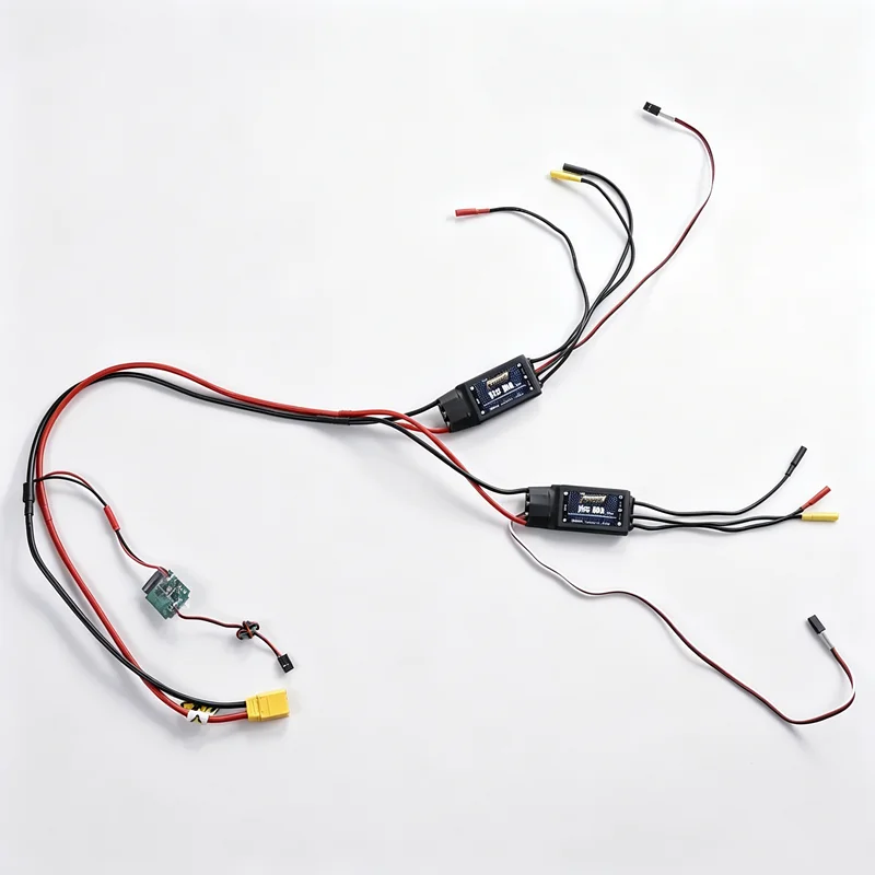FMS Predator Dual 80A Brushless ESC Set, 2PCS 80A ESC with 8A BEC, XT90 / EC5 Connector for 70mm A-10 V2 RC Fixed Wing Plane