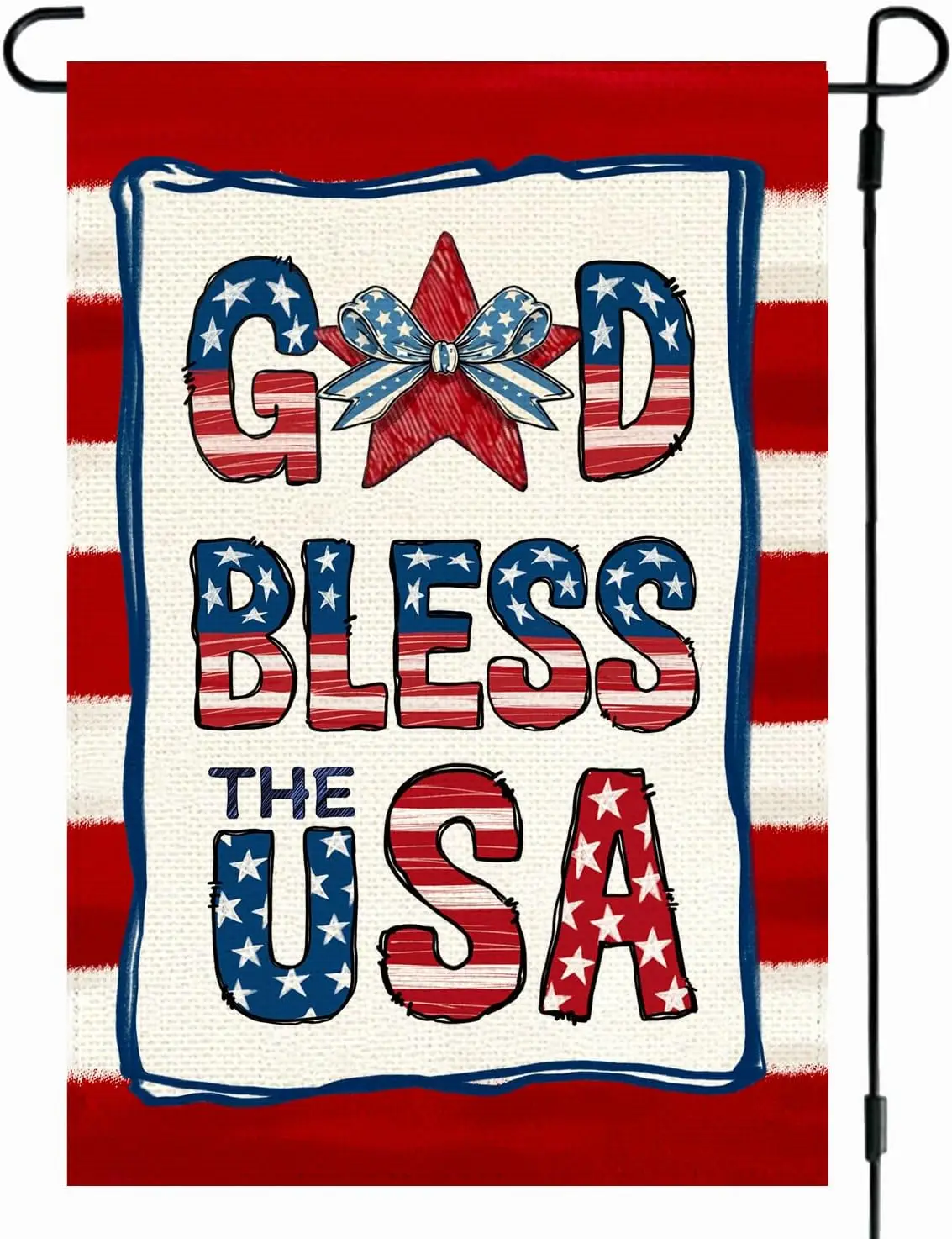 RABUSOFA 4th of July Patriotic Garden Flag 12x18 Inch Double Sided, God Bless The USA Red White and Blue Welcome Memorial Da ZZM