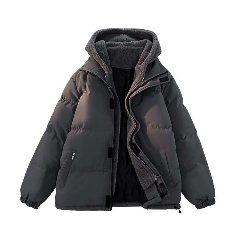 سترة قطنية عصرية جديدة للخريف والشتاء بغطاء للرأس مقاومة للبرودة، مريحة ودافئة مع قطيفة عالية الجودة للرجال #1