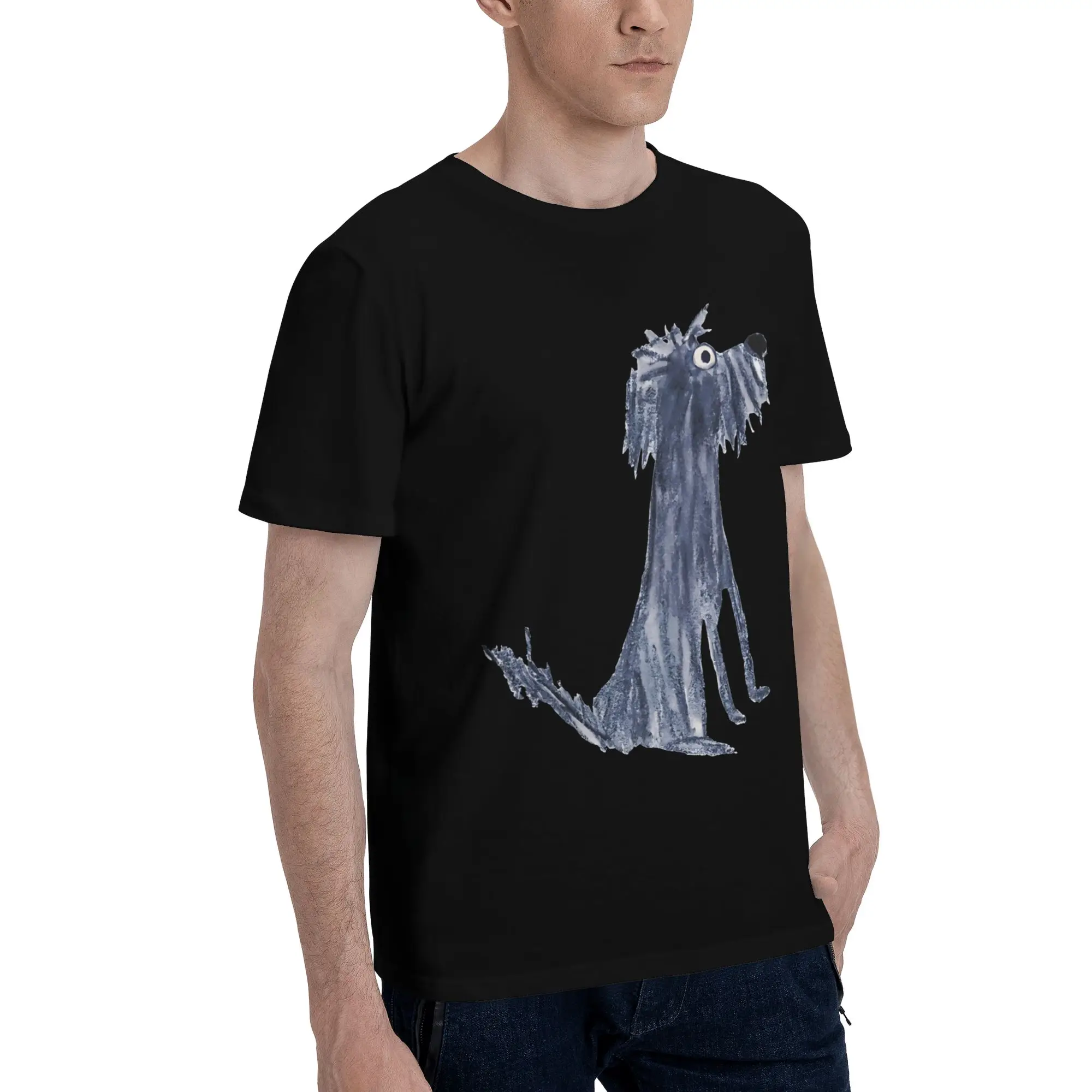 Scruffy dog Men's T Shirts Messy hair don’t care dog Amazing Tee Shirt Short Sleeve Round Collar Original Tops T-Shirt