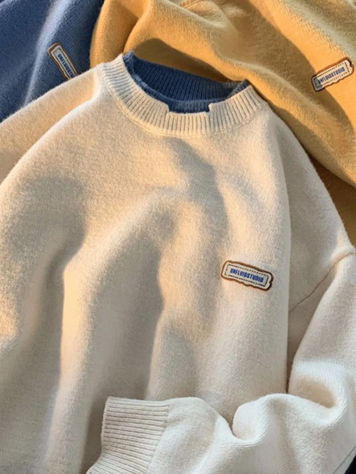 

Men's round Ne Knitwear Thiened Loose Sle Sweater Casual Autumn Winter Faion Comfortable Long Sve Yarn Clothing