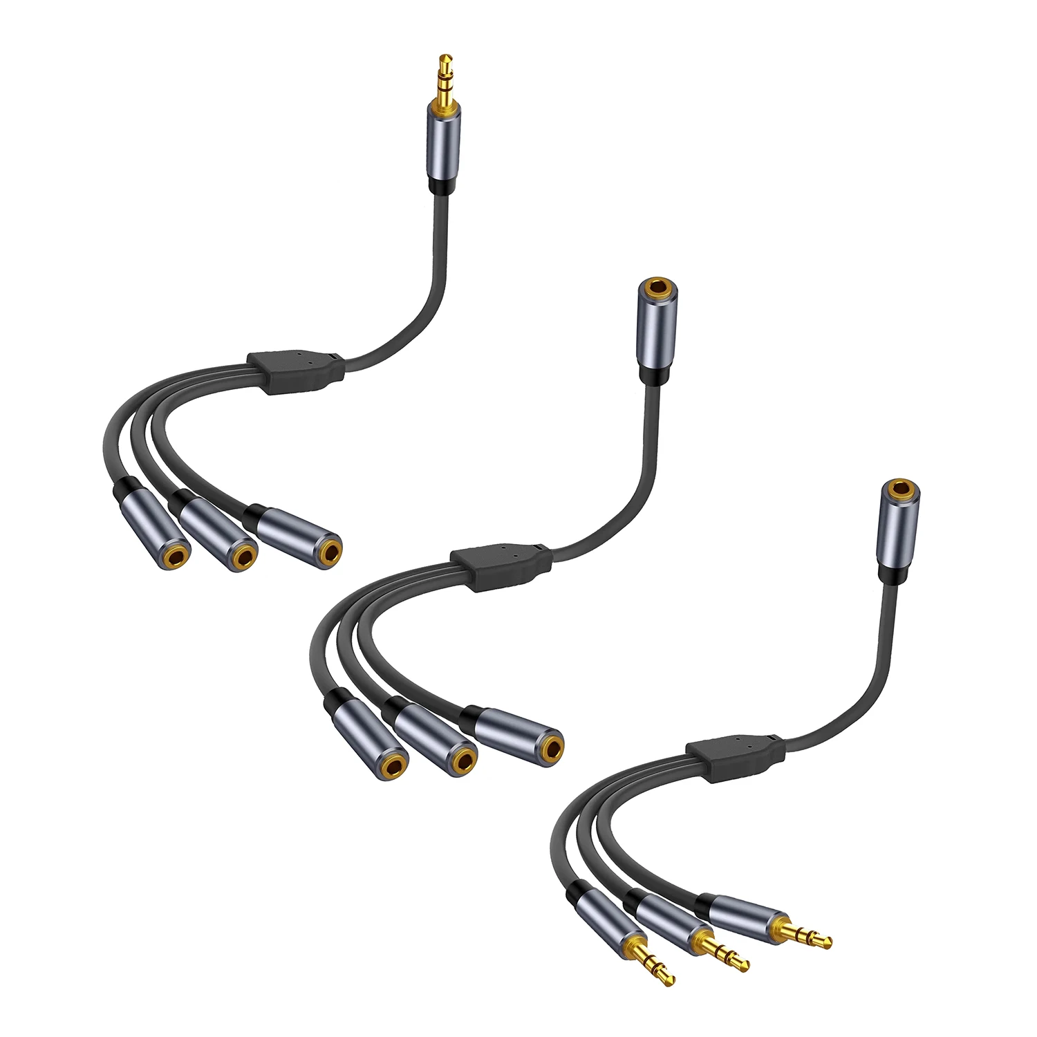 

0.3M Headphone Splitter 3.5mm TRS Stereo 3 Way Jack Adapter Cable Aux Audio Extension Cord for PC CellPhone Tablet MP3 Speaker