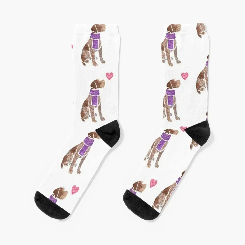 

Watercolour German Wirehaired Pointer dog Socks warm winter bright garter winter gifts anime Men Socks Women's