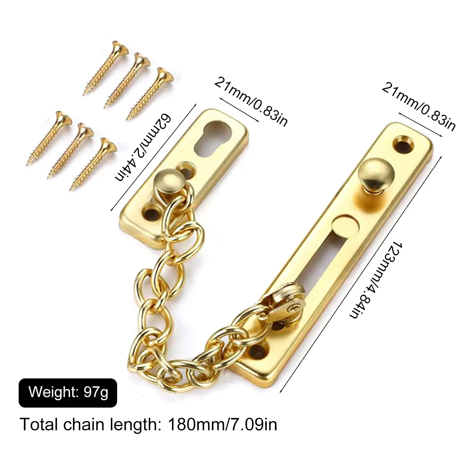 قفل سلسلة باب عالي التحمل - ستانلس ستيل بلمسة نهائية ذهبية، مضاد للصدأ، سهل التركيب للباب الأمامي (رؤية آمنة/تهوية #2