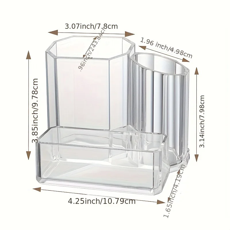 Bacs de rangement transparents pour bureau, stockage de cosmétiques à trois cellules, conteneur de mascara simple, nouveau Cisco