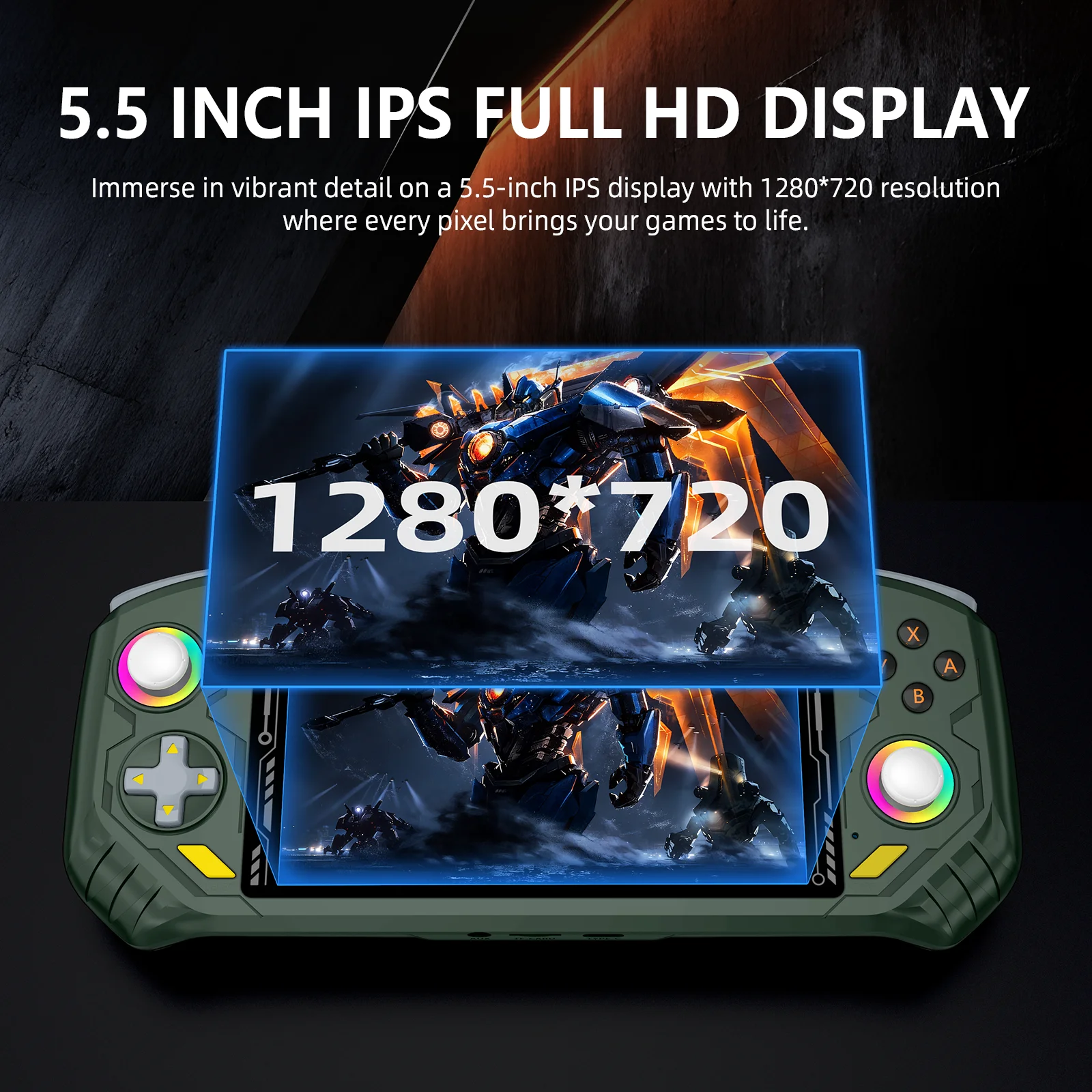 RG52 Mini Retro Handheld Game Console 5.5 Inch IPS Screen EmuELEC&RGBOX Dual System 5000+ Games WIFI Playing Potable Video Game