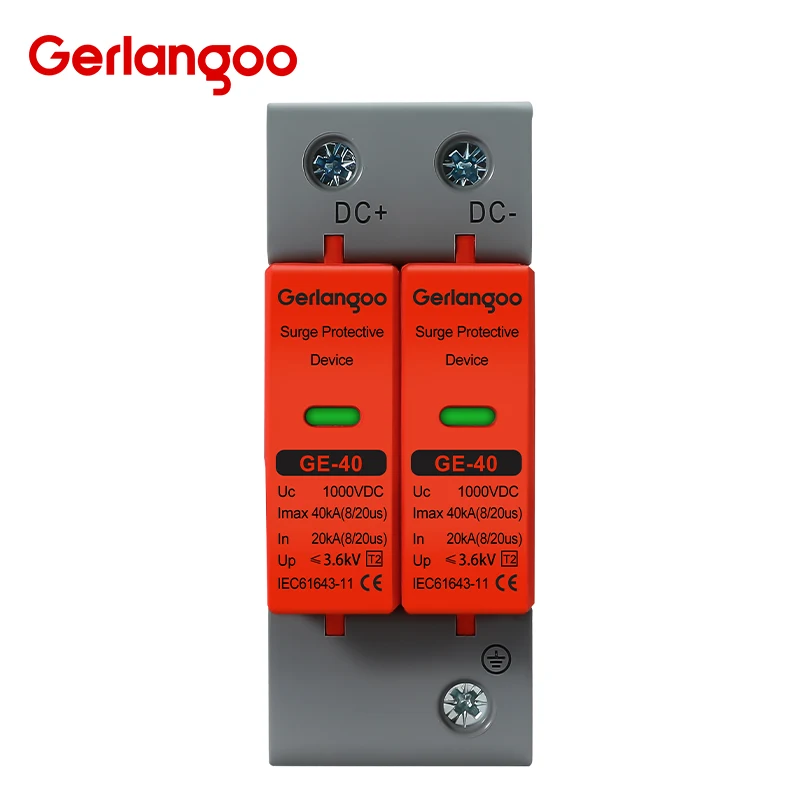 SPD 2P Surge Protective Device DC 500-1000V 20KA~40KA  Arrester Device