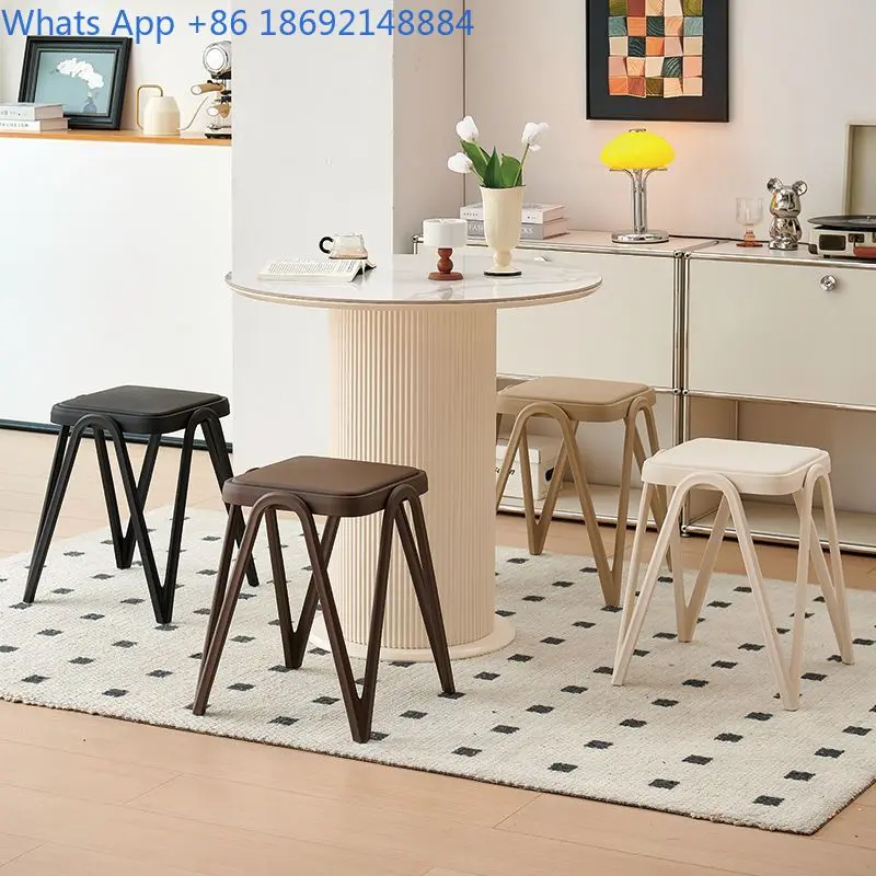 Plastic Household Thickened Stackable Square Stool Durable Dining Table Spare High Stool Simple Restaurant Chair