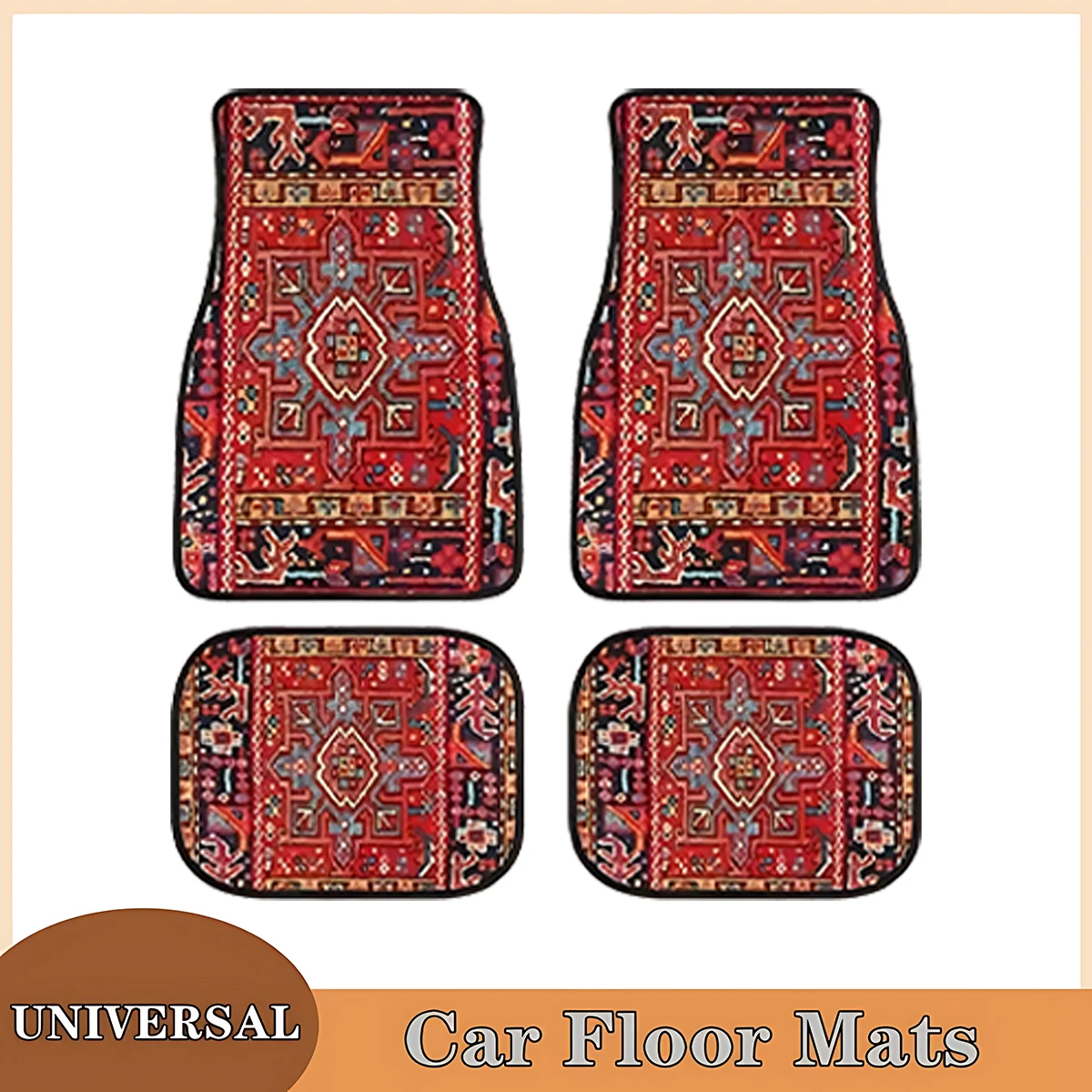 Car Foot Mats Universal Bohemian Style Car Foot Mats Carpet 4 Pieces Dirty Resistant Front and Rear Mats Set Car Accessories