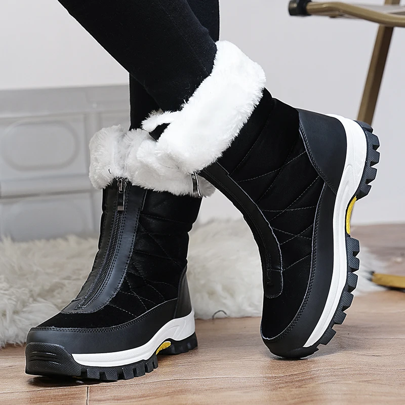 Winter New Womens Snow Boots Non-slip Outdoor Women Keep Warm Boots Botas Mujer Zipper Female Cotton Plush Comfortable Boots