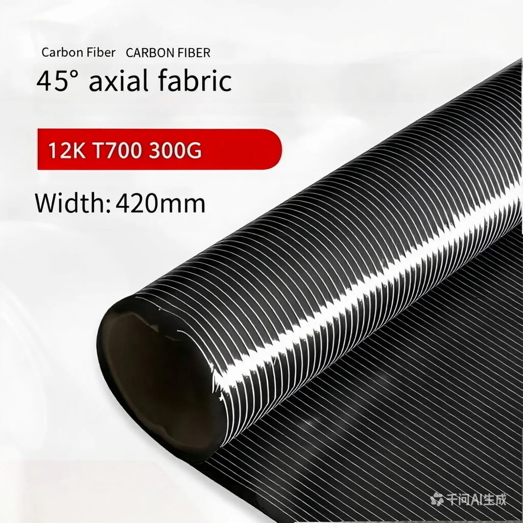 

Real 12K T700 ±45° Carbon Fiber biaxial Axial Fabric 300gsm Fabric Width 420mm Roll up and package Lightweight repair material