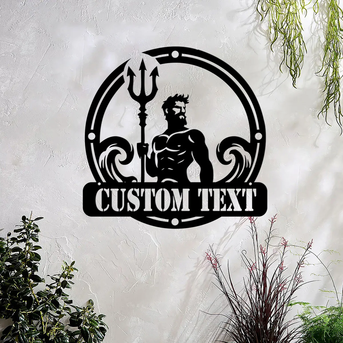 Custom Poseidon Trident Metal Wall Art, Personalized Greek Mythology Name Sign Home Decor, Poseidon Neptune Astrological Symbol