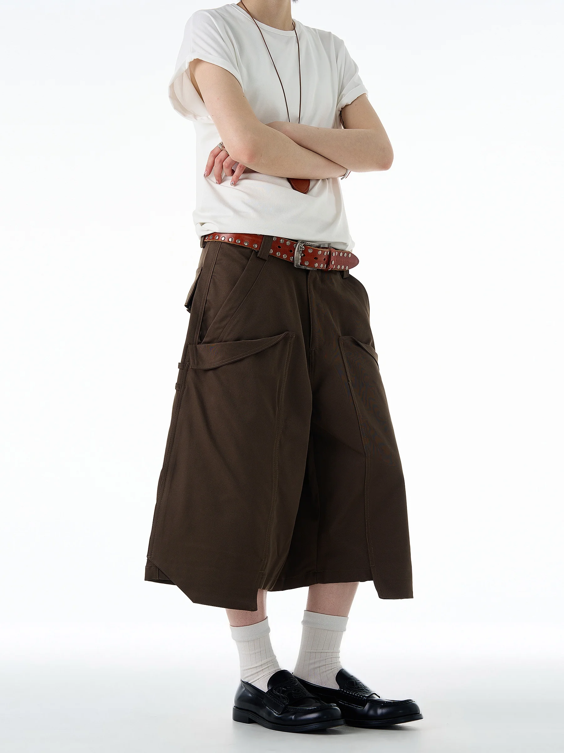 

MADWITCH Summer American Splice Casual Loose Wide Leg Vibe Workwear Seven-Foot Pants ex Loose Fit Youthful Sle