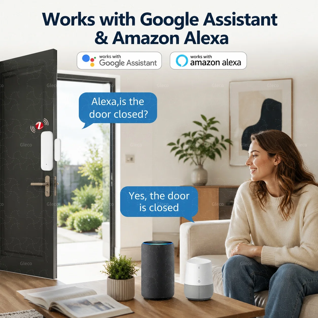 Zigbee Tür- und Fenstersensor, Sicherheitsalarm gegen Einbruch, Magnetischer Kontaktmelder für Smart Life, Alexa, Google Home, Tuya 2MQTT Hub – Detail 4