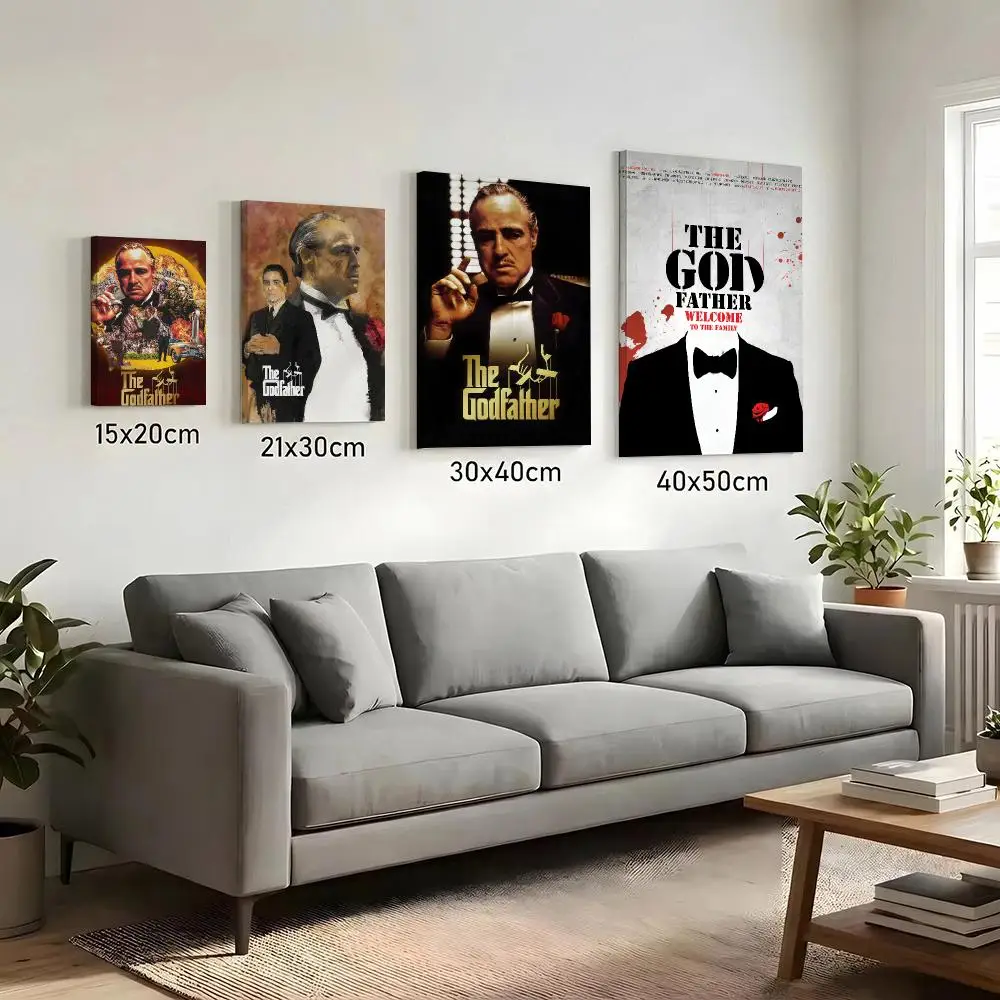 The G-Godfather Classic Movie Painting Calligraphy HD Canvas Print Poster Wall Art | Optional Frame | Modern Hallway Decor