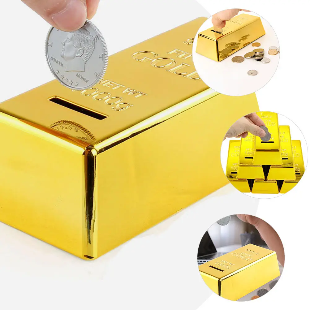 

Набор из 2-х золотых пластиковых копилок-слитков для детей, декоративные, для дома и офиса