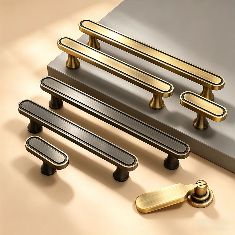 Mid-Century Modern Brass Cabinet Handles Solid Copper Knobs Minimalist Design for TV Wine Shoe Cabinet Coffee Table