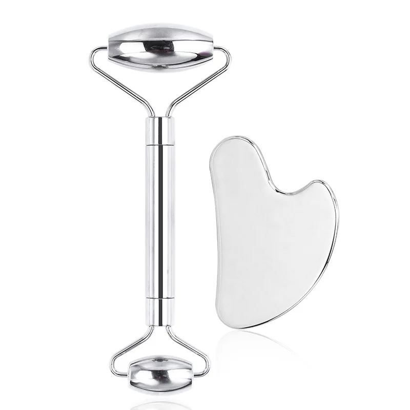 1/3 ชิ้น Ice Face Roller เครื่องมือบํารุงผิวหน้า, สแตนเลสสตีล Facial Roller Scraping Board ถาดน้ําแข็ง Skin Care เครื่องมือ