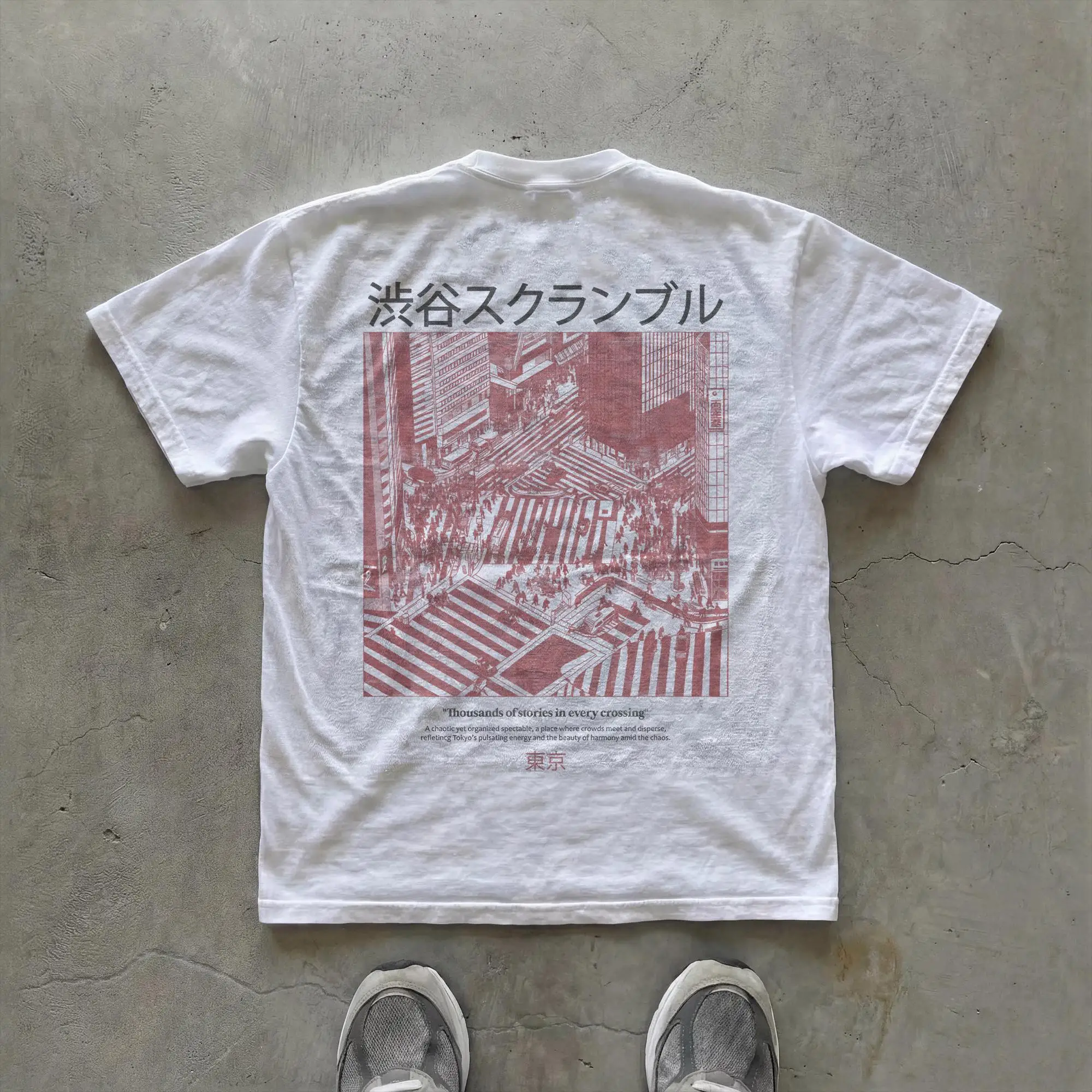 Camiseta con diseño de Shibuya Crossroads |   Ropa Urbana Japonesa |   Camiseta de arte fotográfico de Tokio |   Ropa Urbana de Algodón Puro para Parejas