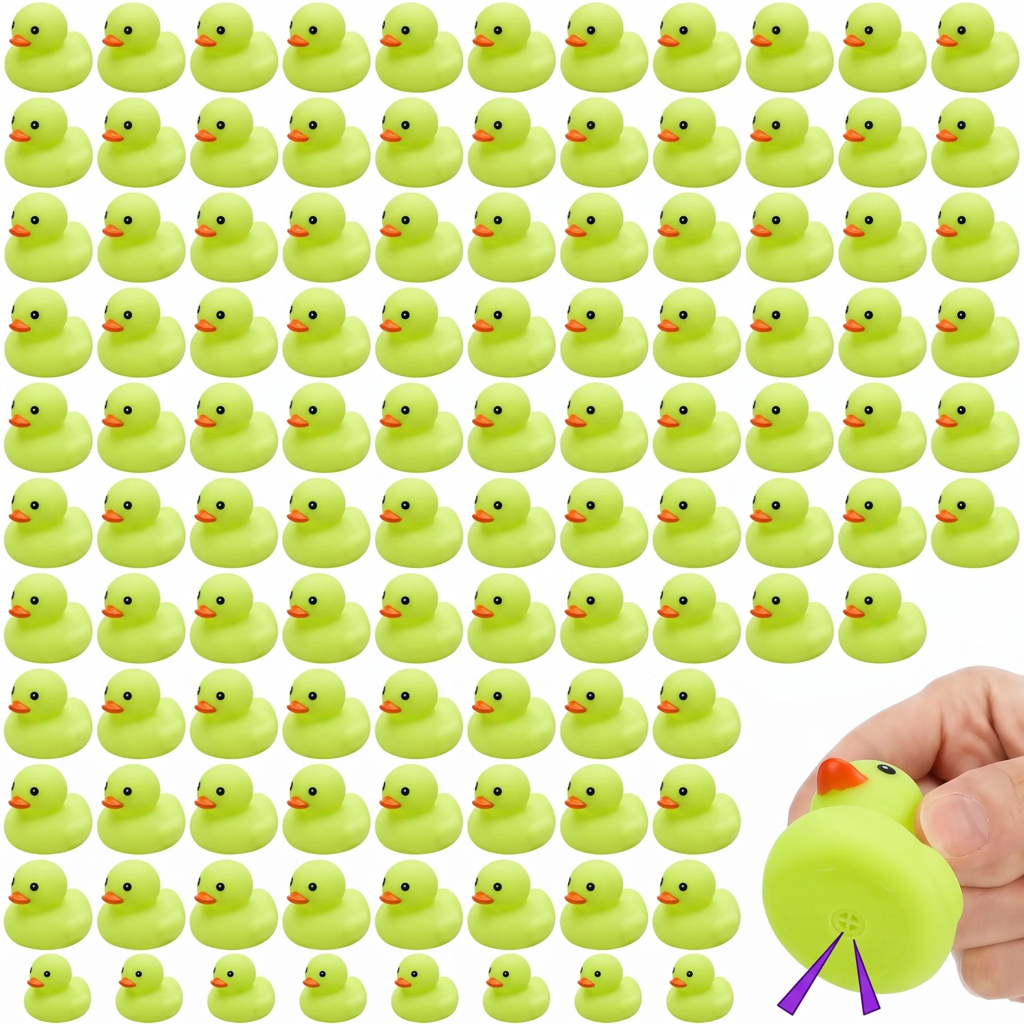 Macarons in Green Rubber Ducks Bulk Mini Rubber Duck Toy for Birthday Party Favors Gift Summer Beach Pool Activity