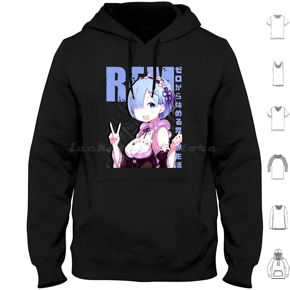 - Rem Perfect Gift Hoodie Cotton Long Sleeve Anime Manga Japan Japanese Re Zero Re Zero Kara Hajimeru Isekai